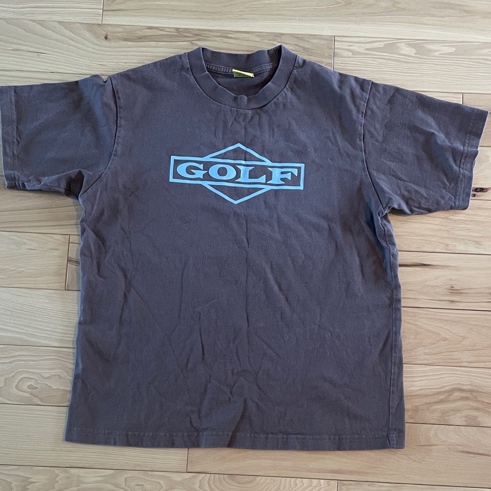 Golf Tyler the Creator Logo T‑Shirt in Dark Brown with Blue Print